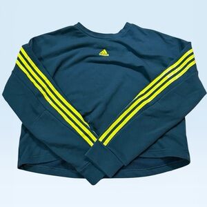adidas dark green Sweatshirt with Neon Yellow Stripes